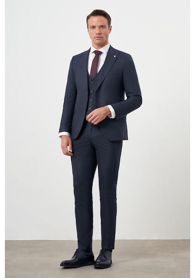 Morven Erkek Lacivert Poliviskon Trend Yelekli Çizgili Desen Slim Fit Sivri Yaka Takım Elbise Lacivert Morven Erkek Lacivert Poliviskon Trend Yelekli Çizgili Desen Slim Fit Sivri Yaka Takım Elbise Lacivert