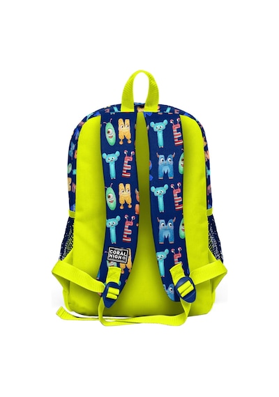 Coral High Kids Lacivert Neon Sarı Monster Desenli Dört Bölmeli Okul Sırt Çantası 23726