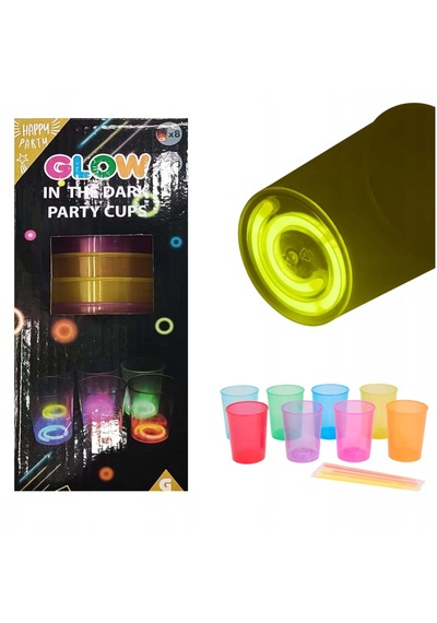 Karanlıkta Yanan Gece Işığı Mega Glow Bardaklar 8 Adet 8.5 X 10.5 Cm 5615 "