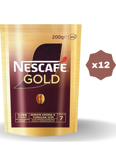 Nescafe Gold Poşet 200 Gr - 12 Adet Granül