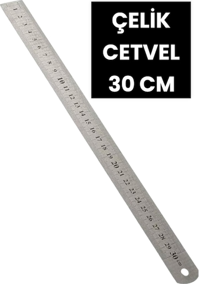 30 Cm Çelik Cetvel Metre Paslanmaz 30 Cm Çok Renkli