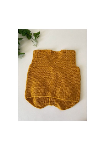 Adenya Sepeti El Örgüsü Aslan Figürlü Bebek Yeleği Handmade Hardal Detaylı