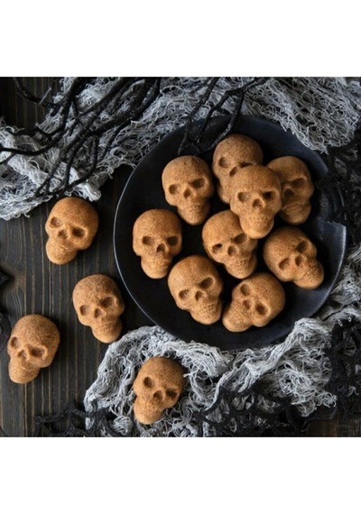 Cadılar Bayramı Halloween Temalı Kuru Kafa Silikon Kek Çikolata Muffin Kalıbı Goldcakes