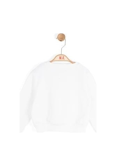 Kız Çocuk Kelebek Tokalı Sweat Nk-39617 Ekru