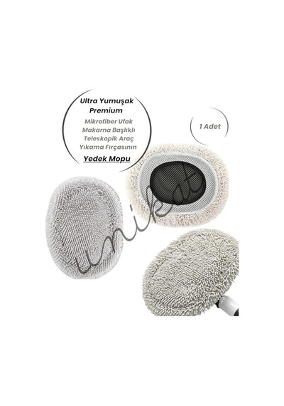 Ayrex Ultra Yumuşak Premium Mikrofiber Ufak Makarna Başlıklı Teleskopik Araç Yıkama Fırçasının Yedek Mopu 1 Ad