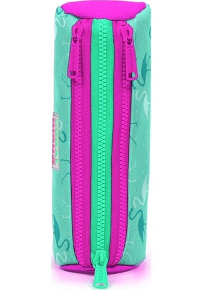 Su Yeşili Flamingo Desenli Üç Bölmeli Kız Çocuk Kalemkutu 22 X 7 X 7-Kız-Mint