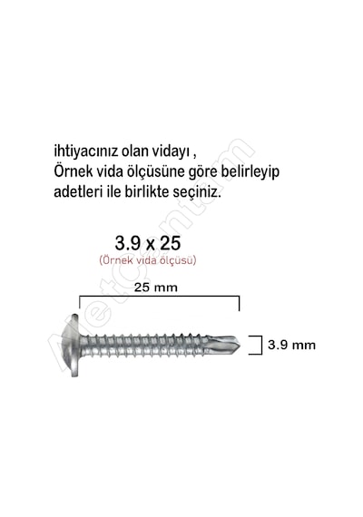 Rysb Apex Akıllı Matkap Uçlu Vidası Pul Başlı Vida  3.9 x 25 MM 100 Adet