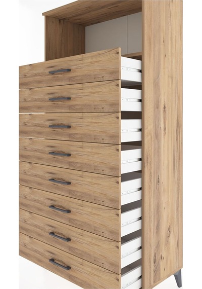 Hyperion Dolap Tek Raflı 8 Çekmeceli 88x44x182 Çam-çam Çam
