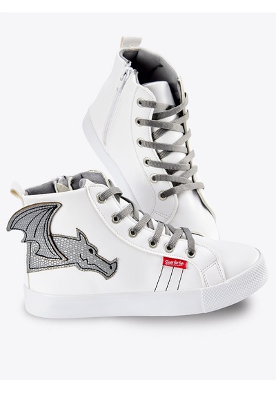 Denokids Ejderha Erkek Çocuk Beyaz Sneakers Spor Ayakkabı