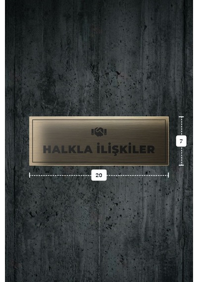 Halkla İlışkıler Yazılı - Metal - Gold Renk - Kapı İsimliği - 20x7 Cm