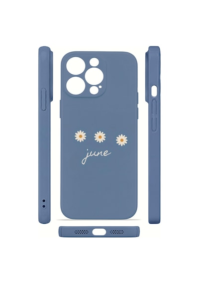 Apple iPhone Uyumlu 12 Pro Max Vorian İnce Kamera Korumalı Mika Kılıf June Daisy Blue June Daisy Blue Mika