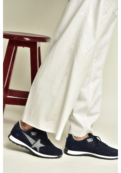 Fox Shoes Z312516661 Lacivert Hakiki Deri Süet Kadın Spor Ayakkabı Sneakers