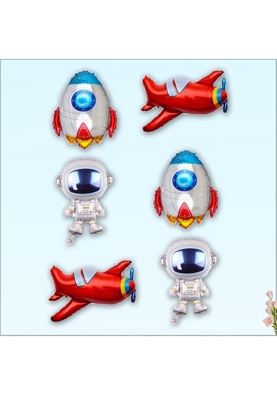 Süsle Bebek Ve Parti Uzay Temalı 35 Cm X 6 Adetli Folyo Balon Seti Genel