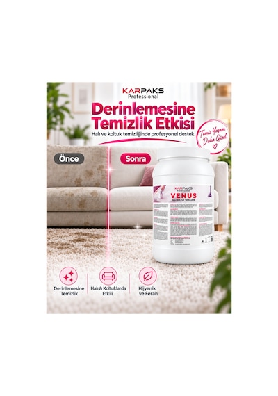 Professional Venus Halı Koltuk Temizleme Deterjanı 3 Kg Konsantre Profesyonel Leke Çıkarıcı Tekli