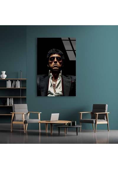 Scarface Portre Cam Tablo Efsane Film Temalı Duvar Dekoru 50x70
