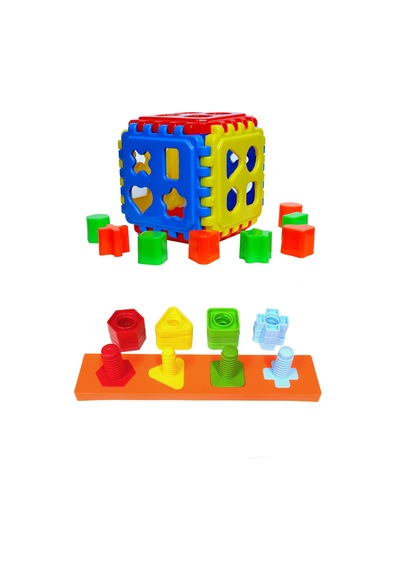 Geometrik Şekiller Bulmaca + Bultak Puzzle 2li Eğitici Oyuncak Seti