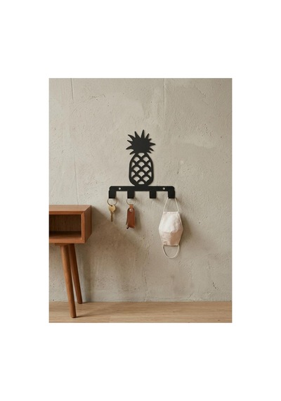 Ananas Desenli Siyah Metal Duvar Askı Aparatı, Modern Tasarım Diğer