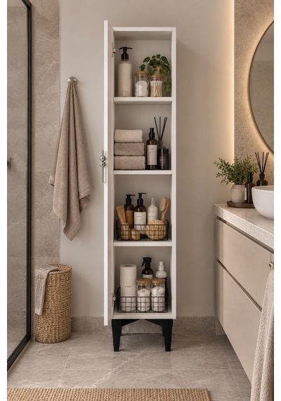 Dhdxçad1b Mina 1 Kapaklı Mutfak Dolabı Banyo Dolabı Çok Amaçlı Dolap Beyaz