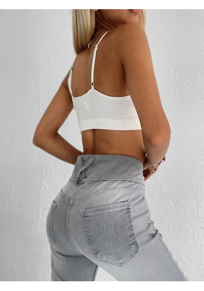 Veraura Lifestyle Yüksel Bel Likralı Kot Pantolon Gri