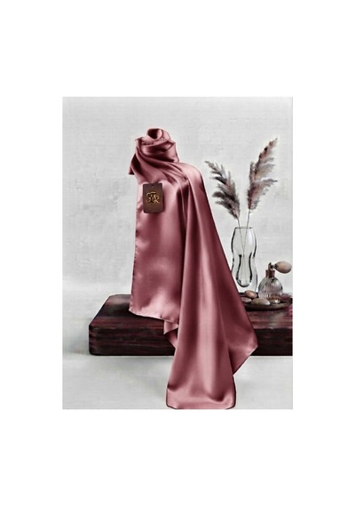 Flora Tekstil Kristal Eşarp Parlak Saten Dokulu Tesettür Abiye Eşarp 95x95 Cm Pembe