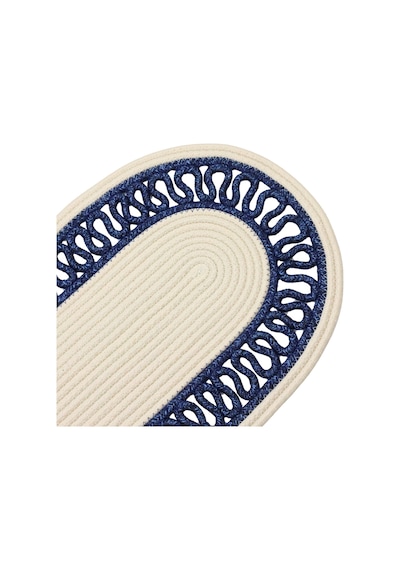 Jutty Hasır Görünümlü Jüt Dokuma Lacivert Örgü Oval Dekoratif Masa Runnerı 35x135 Cm Mutfak Salon Lacivert