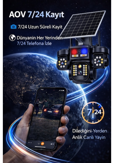 Sim Kartlı Üç Kameralı 7/24 Kayıt Yapabilen Hareket Takipli Gece Görüşlü Güvenli Kamerası