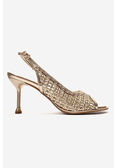 Luvishoes Bonıto Altın Örgü Kadın İnce Topuklu Ayakkabı