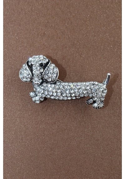 Dakhund Köpeği Broş. Yaka Iğnesi Broş. Taşlı Tasarım Broş. Kadın Broş. Erkek Broş. Broş. Unisex Gümüş
