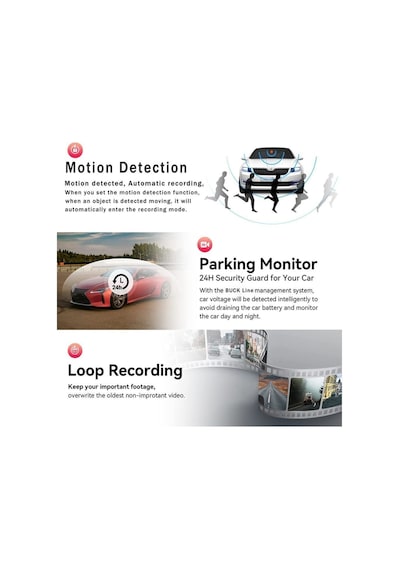 1080hd Yüksek Kalite 3 Kameralı Dash Kamera Döngü Kaydı Gece Görüş Araç Kamerası Araba
