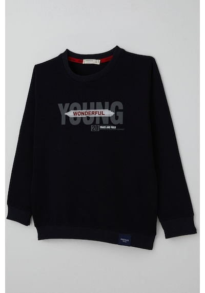 Breeze Erkek Çocuk Sweatshirt Yazı Baskılı 8-14 Yaş, Lacivert Lacivert