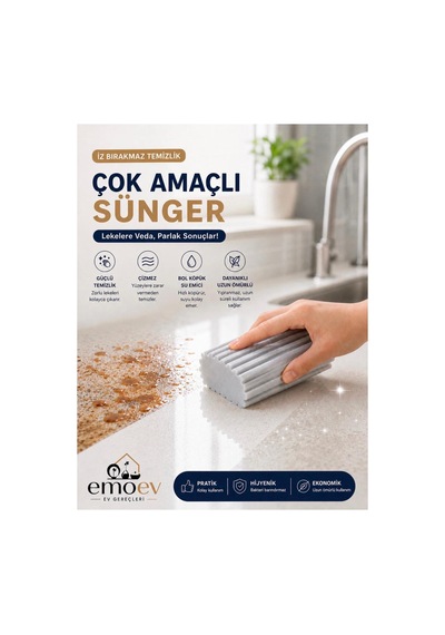 Çok Amaçlı Yüksek Su Emici Mutfak Tezgah Ve Bulaşık Süngeri Yüzey Çizmeyen Temizlik Süngeri 1 Adet