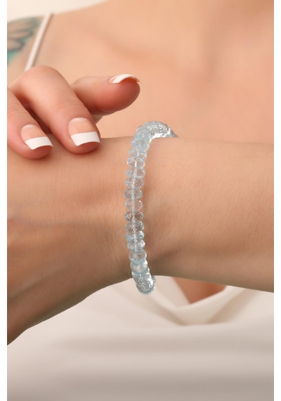 Topaz Taşı Bileklik 925 Ayar Gümüş Mavi