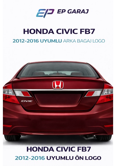 Honda Civic Fb7 2012-2016 Uyumlu Kırmızı Arka Bagaj Logo  Görünüm 0