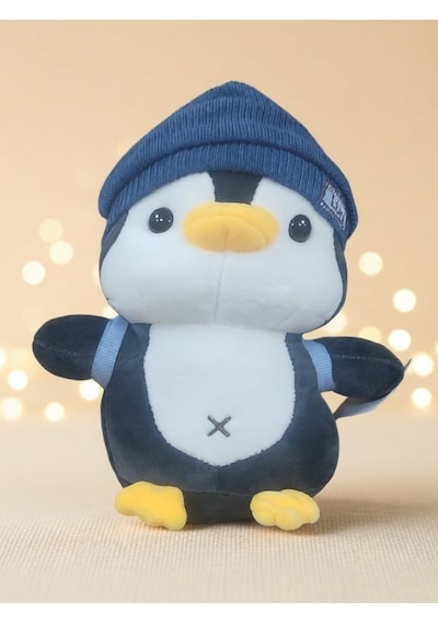Lucky Şanslı Penguen Bereli Sırt Çantalı Peluş Oyuncak 02 - Çok Renkli