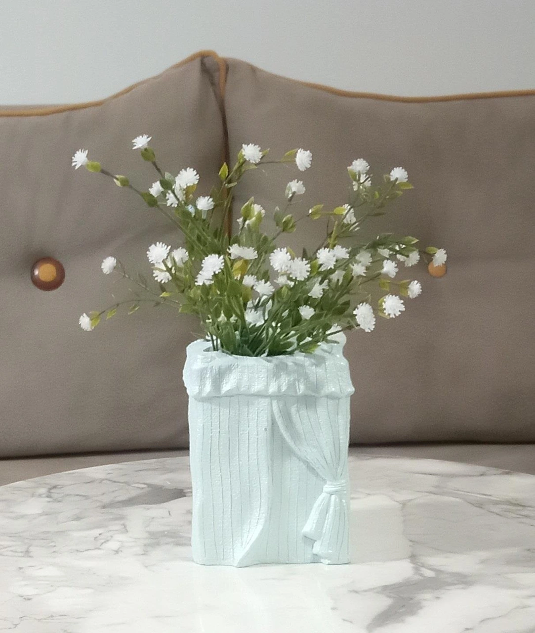 2 Adet Vazo Dahil,vazoda Çiçek,beyaz Yapay Çiçek,vazo Dekoratif Poliresin 7x7x17cm Çok Renkli