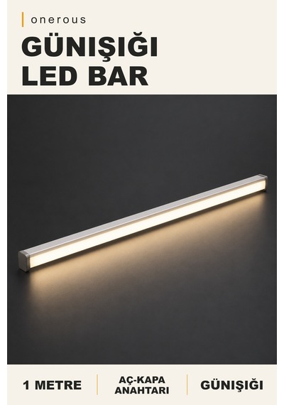 Onerous 1 M Günışığı Led Bar, Anahtarlı, Yapışkanlı Beyaz