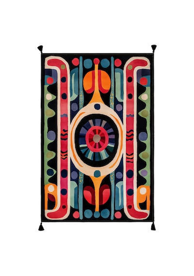 Artevo 19 Renkli Geometrik Tasarım Soyut Desenli Halı İnce Halı Kilim Halı Oturma Odası Salon Halısı Renkli M