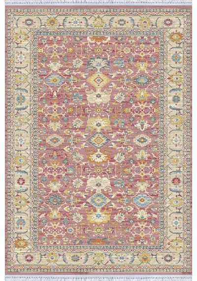 Pembe Çerçeveli Dokuma Pamuk Taban Kaymaz Kilim Klm216n11