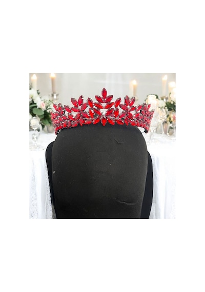 Kristal Taşlı Zarif Gelin,kına,nişan,söz,after,bride,party Taç Kırmızı - 707821550 Kırmızı