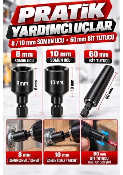Gfb X-pro 18 Parça Bits & Matkap Ucu Seti 50 Mm Vidalama Uçları, 3-8 Mm Matkap Uçları, Somun Uçlar