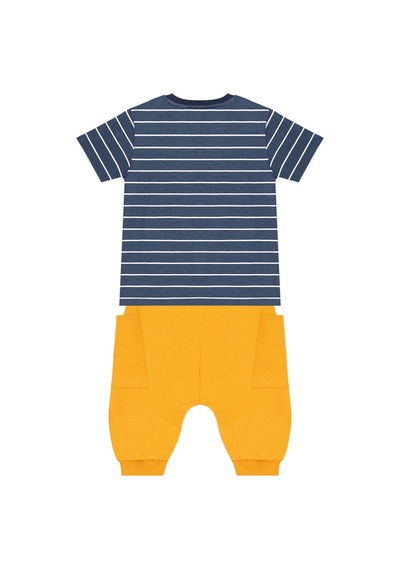 Denokids Denizci Dino Erkek Çocuk T-shirt Kapri Şort Takım Çok Renkli