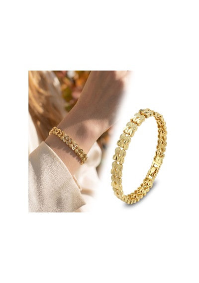 Premium Şık Ve Parlak Lovelle 24k Gold Kaplama 8 Mm Kadın Bijuteri Bileklik 3183kbv5d11 18cm Altın