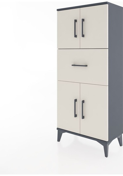 Hyperion Dolap Tek Raflı Tek Çekmeceli 4 Kapaklı 60x44x134 An... Antrasit