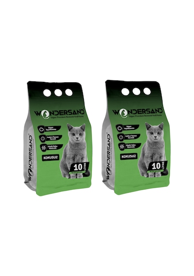 Wondersand Kokusuz Naturel İnce Topaklaşan Bentonit Kedi Kumu 2 x 10 L