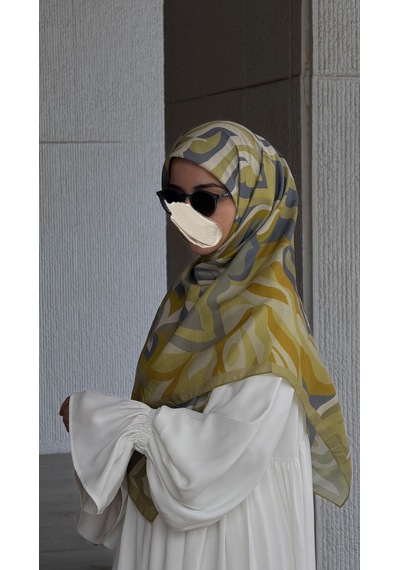 Qalortex Scarf Pamuklu Soft Mihrâ Desen Eşarp-olive