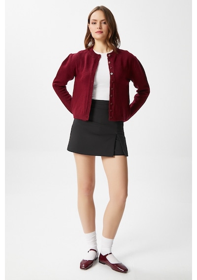 Ritnice Kadın Nina Bisiklet Yaka Bordo Basic Hırka Bordo