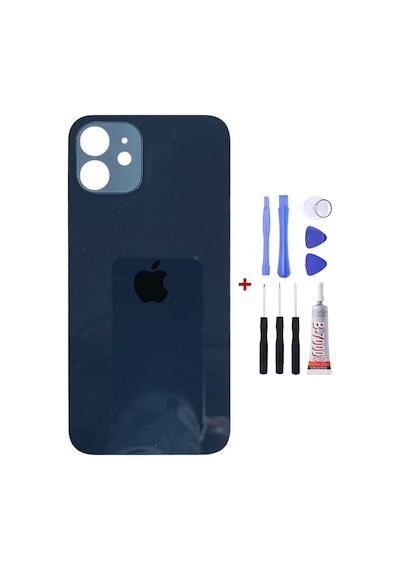 Apple Uyumlu iPhone 12 Mini Mavi Arka Cam Kapak Arka Pil Kapağı