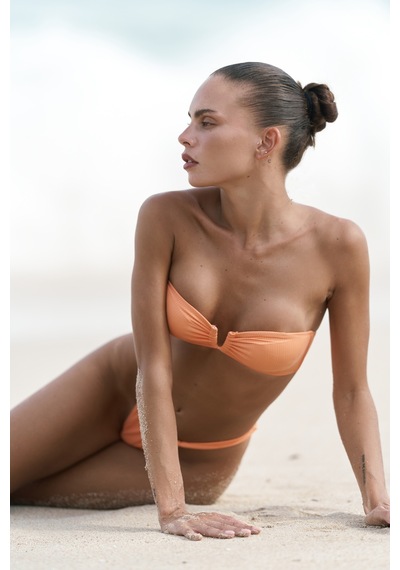 Mai Collection Mai Studios Co. Lahla Straplez Toka Detaylı Turuncu Bikini Üstü Turuncu