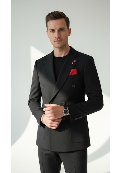 Plus Scorpion Erkek Penye Kumaş Kruvaze Blazer Ceket 4 Düğmeli Mono Yaka, Torba Cepli, Çift Yırtmaçlı Şık Tasarım Siyah Plus Scorpion Erkek Penye Kumaş Kruvaze Blazer Ceket 4 Düğmeli Mono Yaka, Torba Cepli, Çift Yırtmaçlı Şık Tasarım Siyah