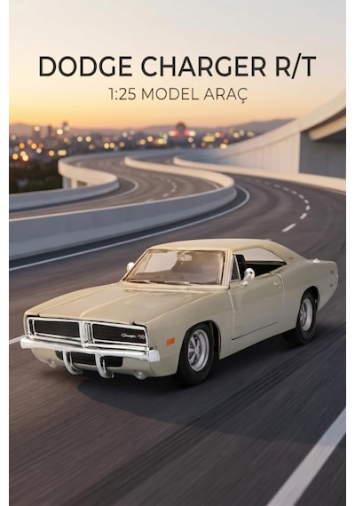 Maisto Lisanslı Metal Dodge Charger R/t 1969 1:25 Kapısı Ve Kaputu Açılabilir Oyuncak Model Araba Gri